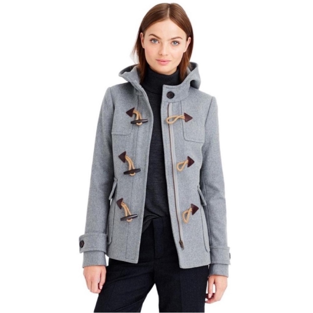 NEW J Crew Hooded Wool Duffle Toggle Coat